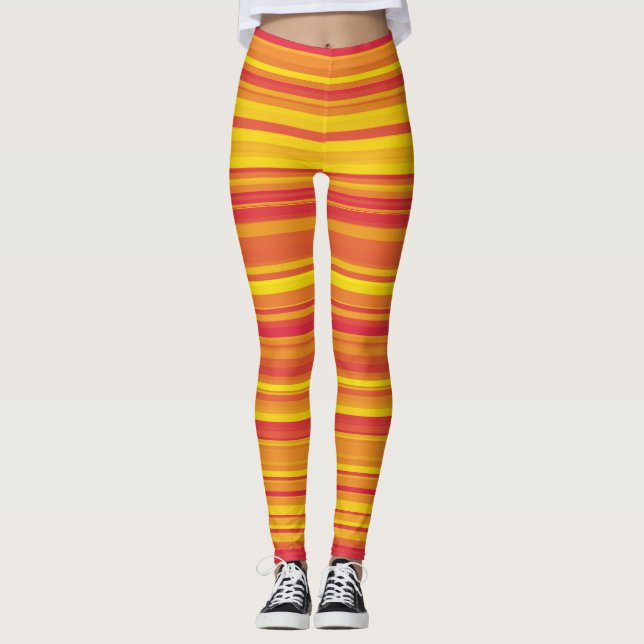 Legging Listras Laranja Vermelho Amarelo (Frente)