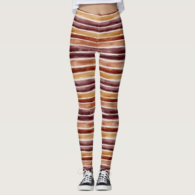 Legging Listras Laranja Vermelho Pêssego Borgonha (Frente)