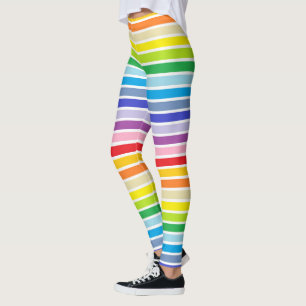Legging Listras mais largas esboçadas branco do arco-íri