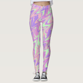 Legging Listras Onduladas Coloridas e Neonas em Estilo Ret