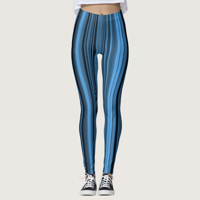 Legging Listras Pretas Azuis (Frente)