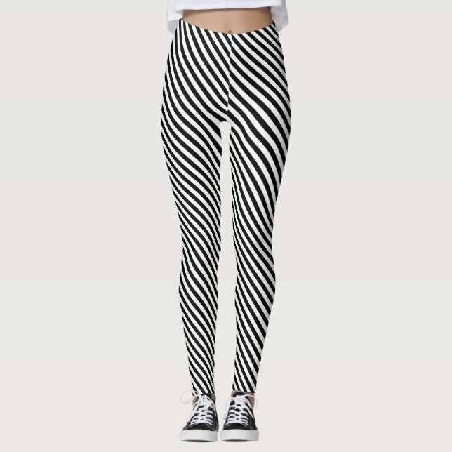 Legging Listras Pretas e Brancas Cruzadas (Frente)