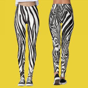 Legging Listras Pretas e Brancas Divertidas de Zebra Safar