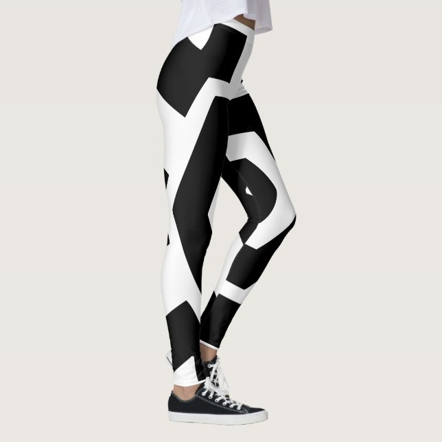 Legging Listras Pretas e Brancas Modernas Cute Treino (Direita)