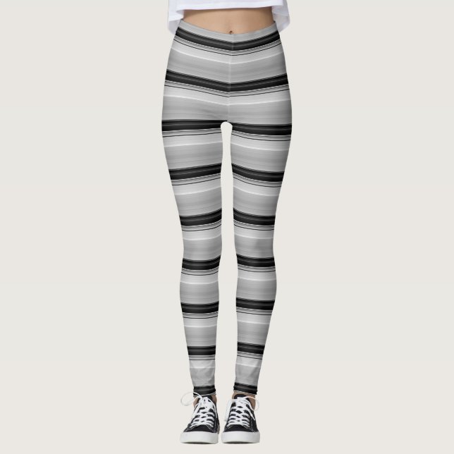 Legging Listras pretas e cinzas fofas (Frente)