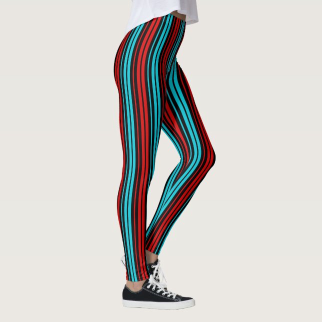 Legging Listras Pretas Vermelhas e Azuis  (Direita)