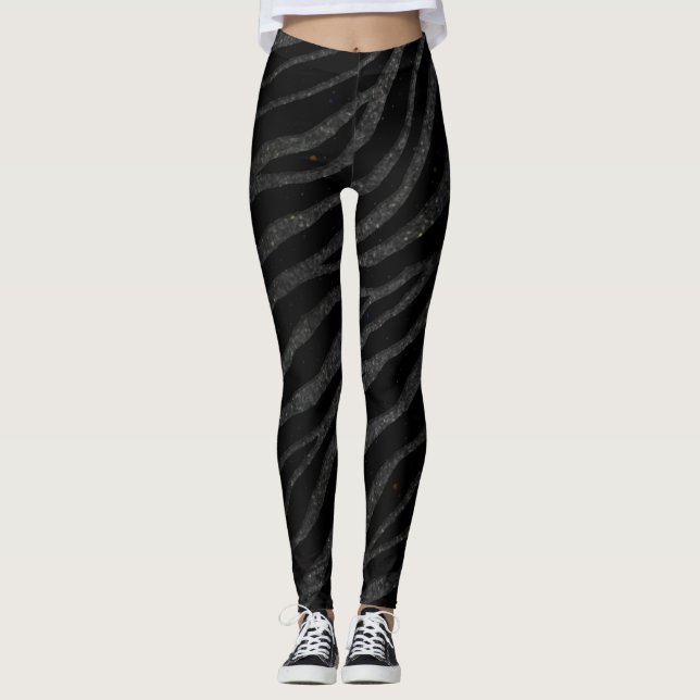 Legging Listras Ripped SpaceTime - Brilho Preto (Frente)