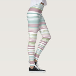 Legging Listras rosa, aqua, menta, chuva de primavera e ma