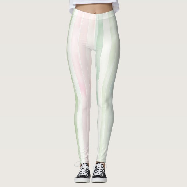Legging Listras Rosa Bege Menta (Frente)