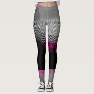 Legging Listras rosa preto e cinza abstratas