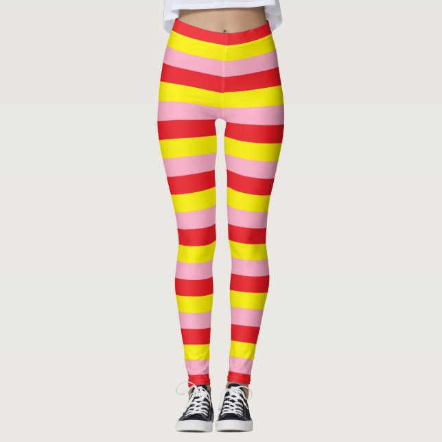 Legging Listras rosa, vermelhas e amarelas (Frente)