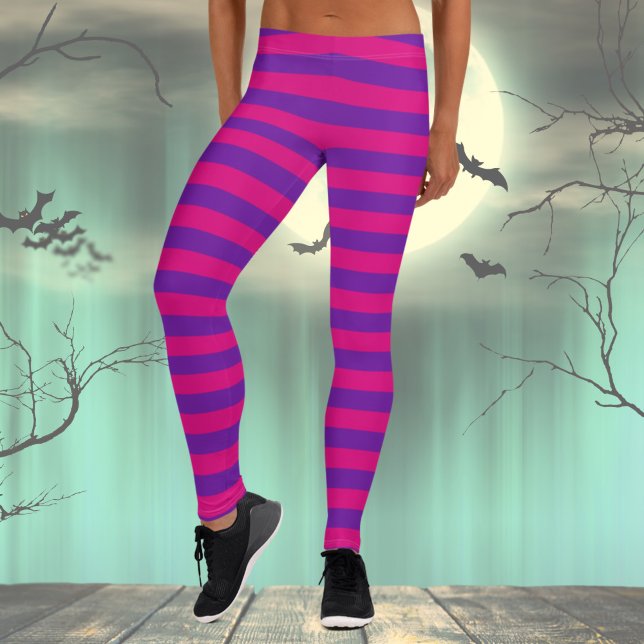 Legging Listras rosadas e roxas (Pink and Purple Leggings. Great for Halloween Costume!)