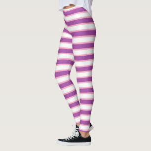 Legging Listras roxas, brancas e cor-de-rosa