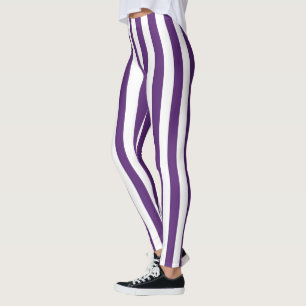 Legging Listras roxas e brancas verticais