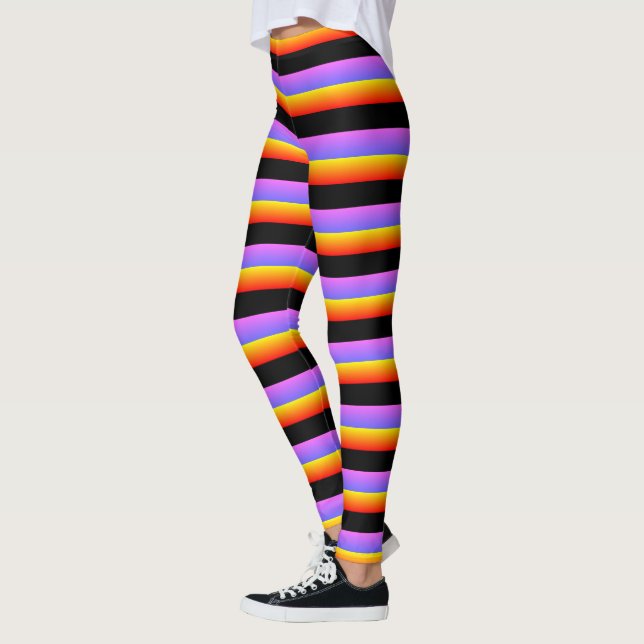 Legging Listras Roxas Laranjas Pretas Lindas (Esquerda)