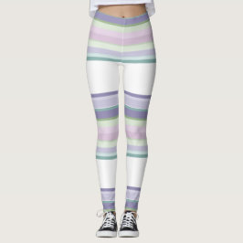 Legging Listras roxas, Netuno, verde mar e lavanda