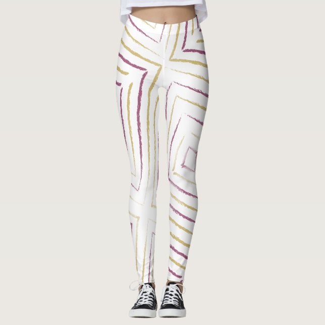 Legging Listras Simples Roxas e Douradas Fofas (Frente)