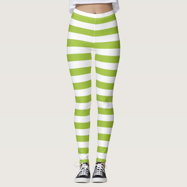 Legging Listras verde-maçã e brancas (Frente)