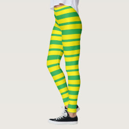 Legging Listras verdes e amarelas grossas e finas