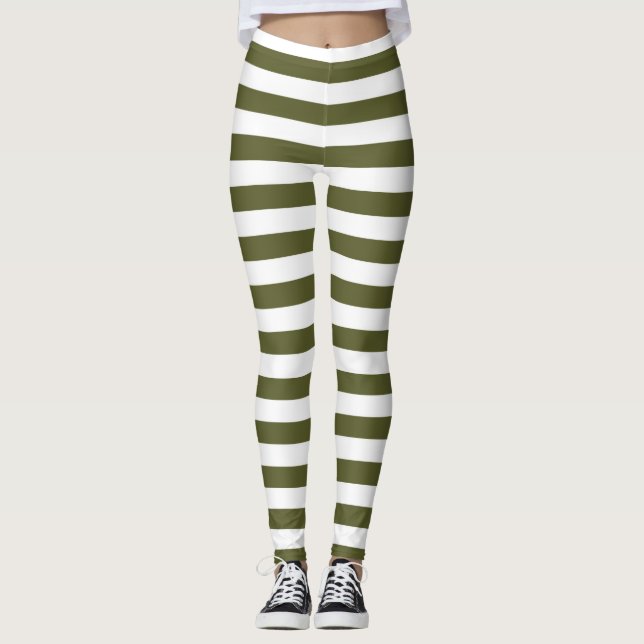 Legging Listras verdes e brancas do exército (Frente)