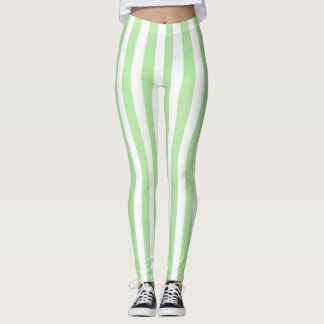 Legging Listras verdes e brancas macias verticais
