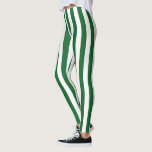 Legging Listras verdes e brancas verticais<br><div class="desc">Arte digital abstrata de listras verdes e brancas verticais</div>