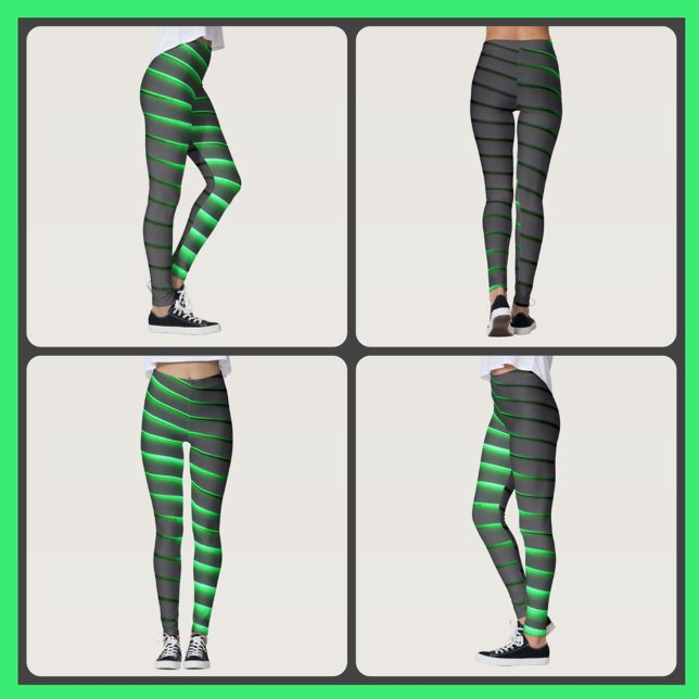 Legging Listras Verdes e Pretas Vibrantes (Criador carregado)
