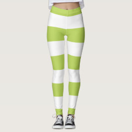 Legging Listras Verdes, Listras Brancas, Padrão Lachado