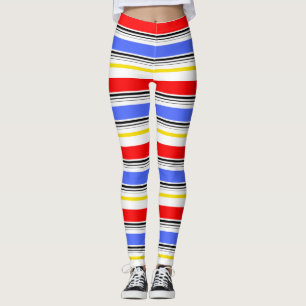 Legging Listras Vermelhas Azuis Brancas Modernas 