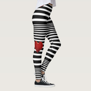 Legging Listras vermelhas do branco do preto do coração
