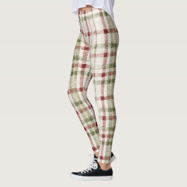 Legging Listras Vermelhas Verde Creme Aconchegante