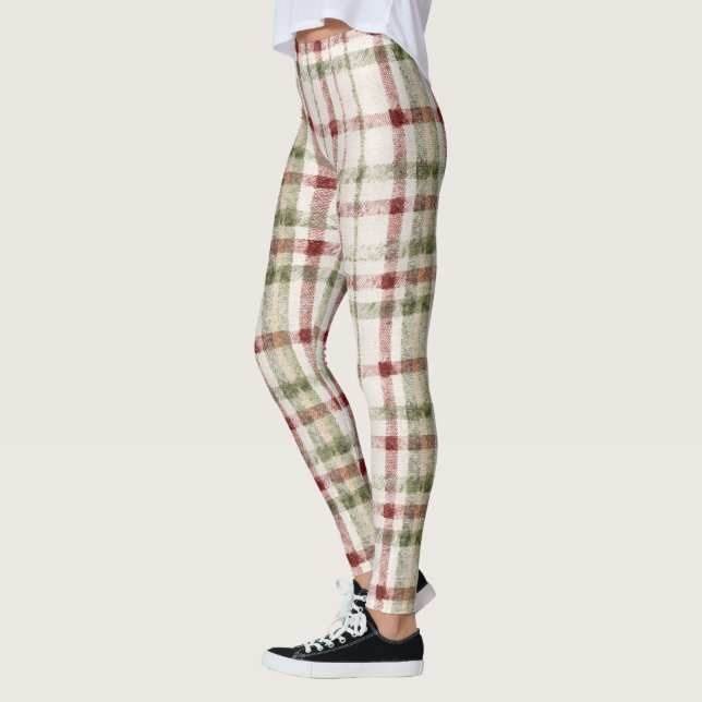 Legging Listras Vermelhas Verde Creme Aconchegante (Esquerda)