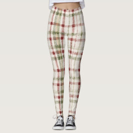 Legging Listras Vermelhas Verde Creme Aconchegante