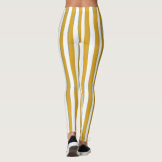 Legging Listras Verticais Amarelo Mostarda e Branco Pintad