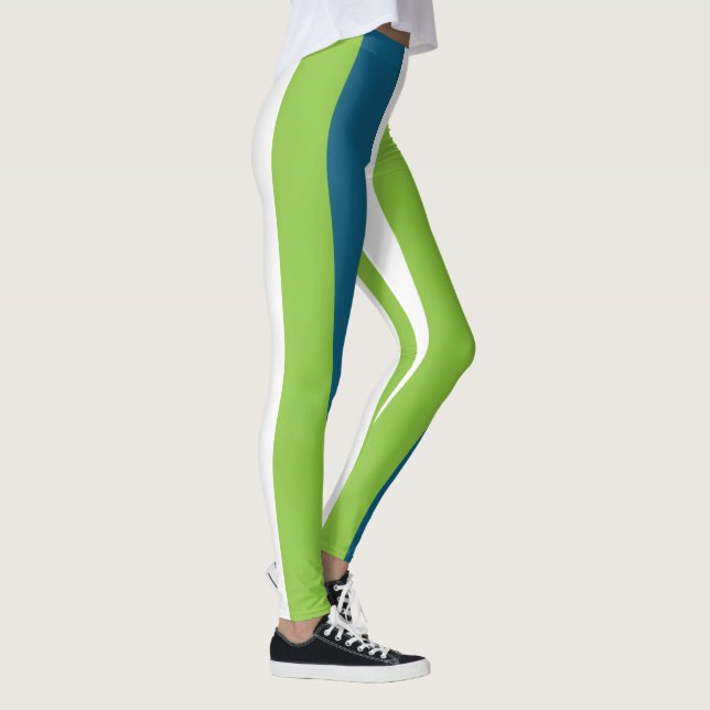 Legging Listras Verticais Azuis Brancas Verdes (Direita)