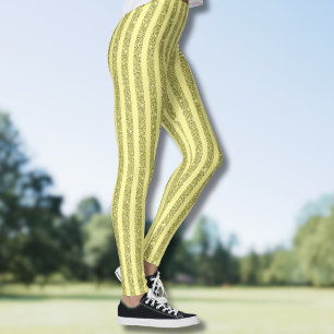 Legging Listras Verticais no Estilo Brilho Amarelo Intenso