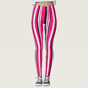 Legging Listras Verticais Pretas, Cor-de-Rosa