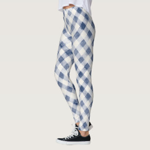 Legging Listras Xadrez Brancas Azuis