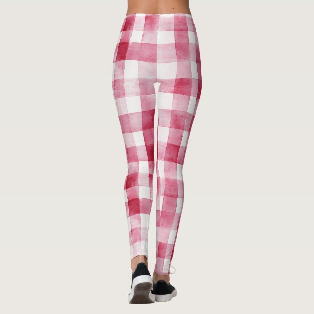 Legging Listras Xadrez Brancas Rosa   (Verso)