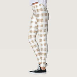 Legging Listras Xadrez Branco Creme