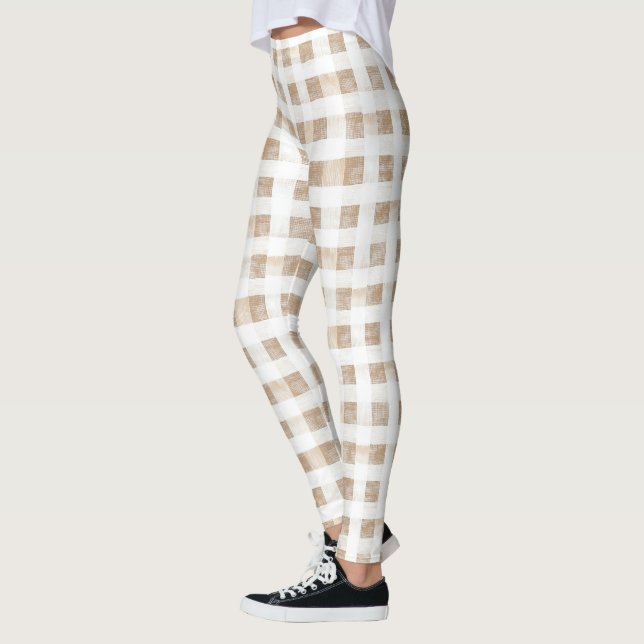 Legging Listras Xadrez Branco Creme  (Esquerda)