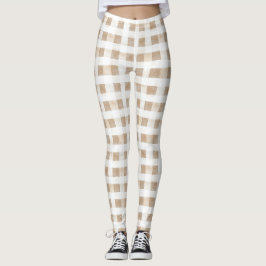 Legging Listras Xadrez Branco Creme