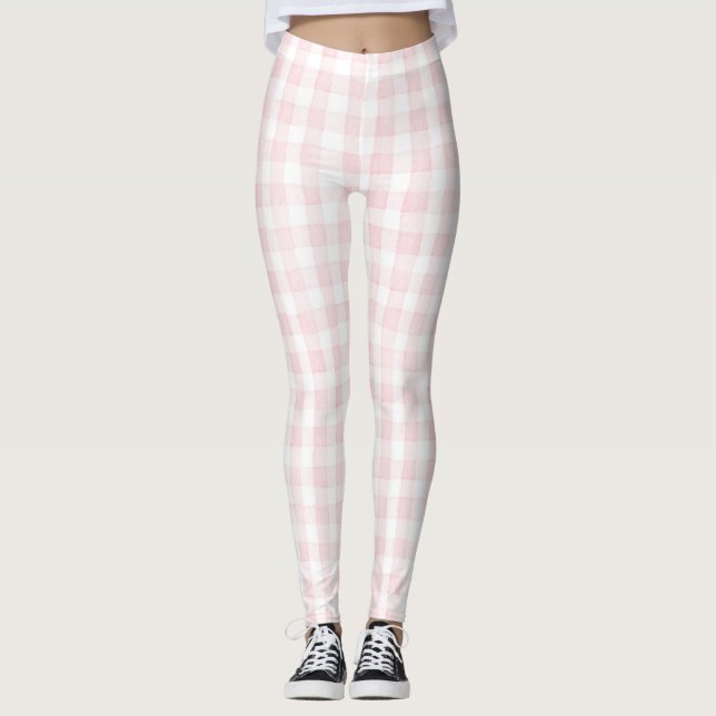 Legging Listras Xadrez Rosa Branco (Frente)