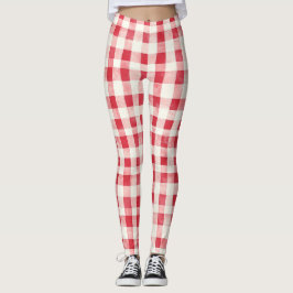 Legging Listras Xadrez Vermelho Creme