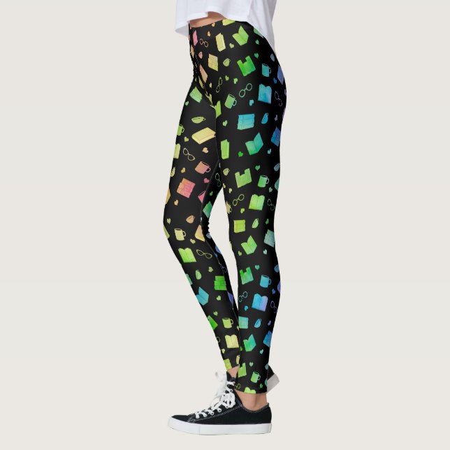Legging Livro Arco-Íris e Padrão de Leitura Cute (Esquerda)