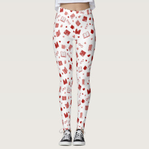 Legging Livro vermelho e padrão de leitura