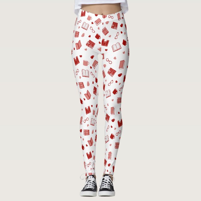 Legging Livro vermelho e padrão de leitura (Frente)