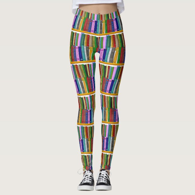 Legging Livros sobre prateleiras Thunder_Cove (Frente)