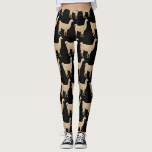 Legging Llama Champagne padrão de brilho Dourado Sparkles