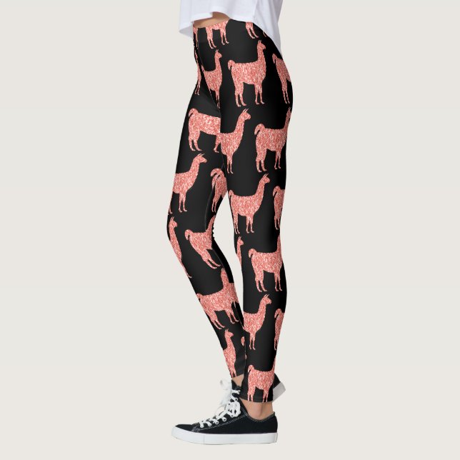 Legging Llama cor-de-rosa brilho dos cinzentos preto (Esquerda)